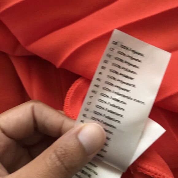 COS Bright Orange Pleated Mid Rise Chiffon Bold Flowy Minimal Midi Skirt - 38 S - Picture 6 of 7